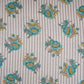 Off White & Blue Stripes Floral Print Cotton Fabric PB-29734