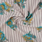 Off White & Blue Stripes Floral Print Cotton Fabric PB-29734