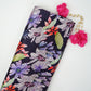 Navy Blue floral print Silk Satin Fabric NVC-31576