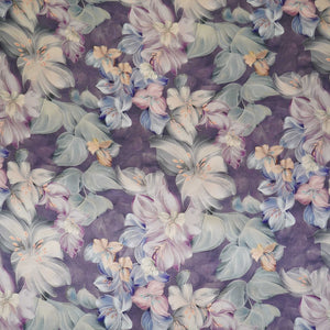Greyish Purple floral print Silk Satin Fabric NVC-31573 - TradeUNO