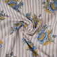 Off White & Blue Floral Stripes Print Cotton Fabric PB-29733
