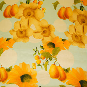 Pista Green floral print Silk Satin Fabric NVC-31574 - TradeUNO