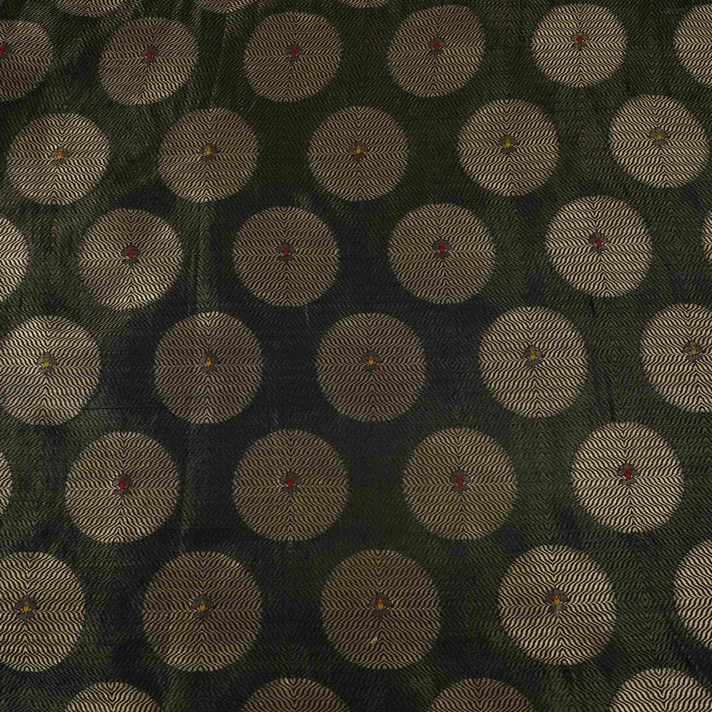 Black Zari Buta Dupion Silk Tissue Fabric YHF-32821