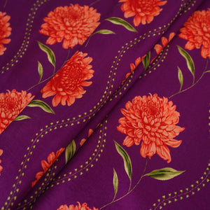 Purple floral print Silk Satin Fabric NVC-31566 - TradeUNO