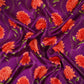 Purple floral print Silk Satin Fabric NVC-31566