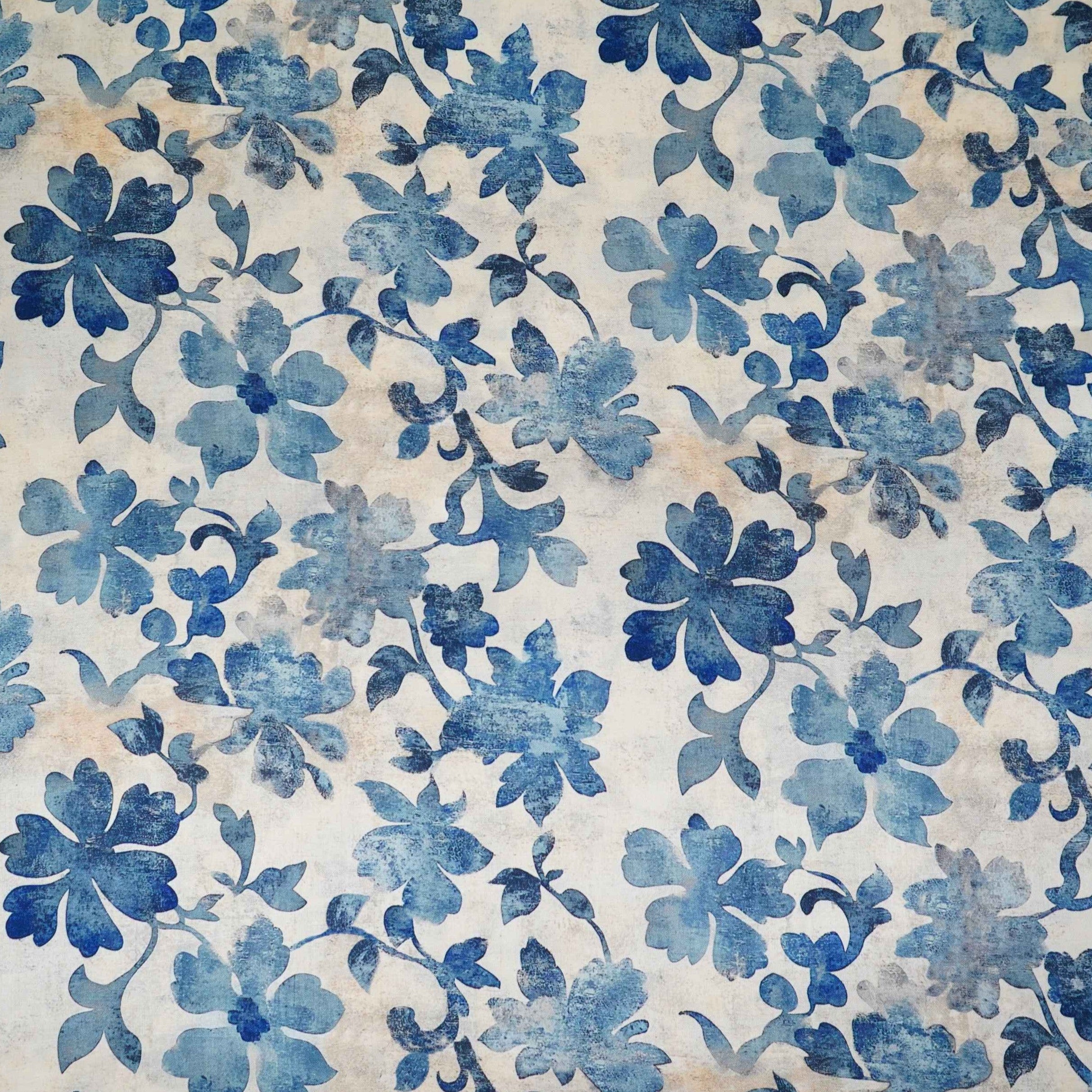 Ivory floral print Silk Satin Fabric NVC-31562 - TradeUNO