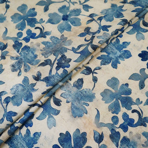 Ivory floral print Silk Satin Fabric NVC-31562 - TradeUNO