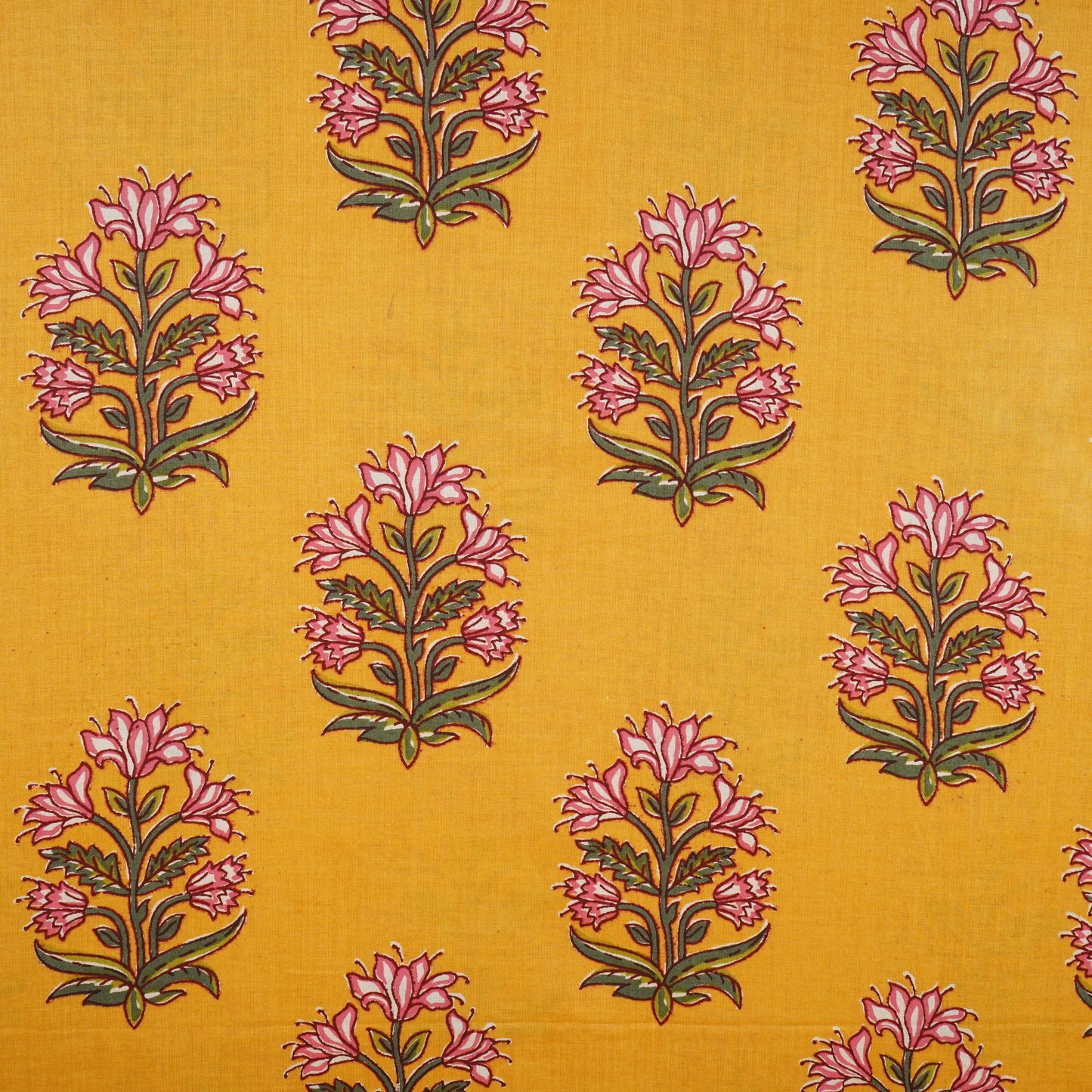 Yellow Floral Block Print Cotton Fabric PB-29725
