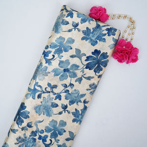 Ivory floral print Silk Satin Fabric NVC-31562 - TradeUNO