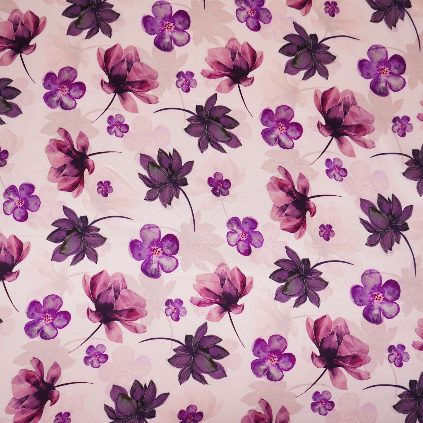 Off White floral print Silk Satin Fabric NVC-31568