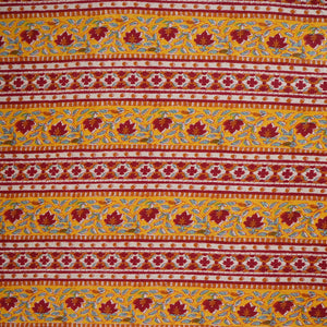 Yellow with Maroon Ajrakh Print Cotton Fabric PB-29726 - TradeUNO