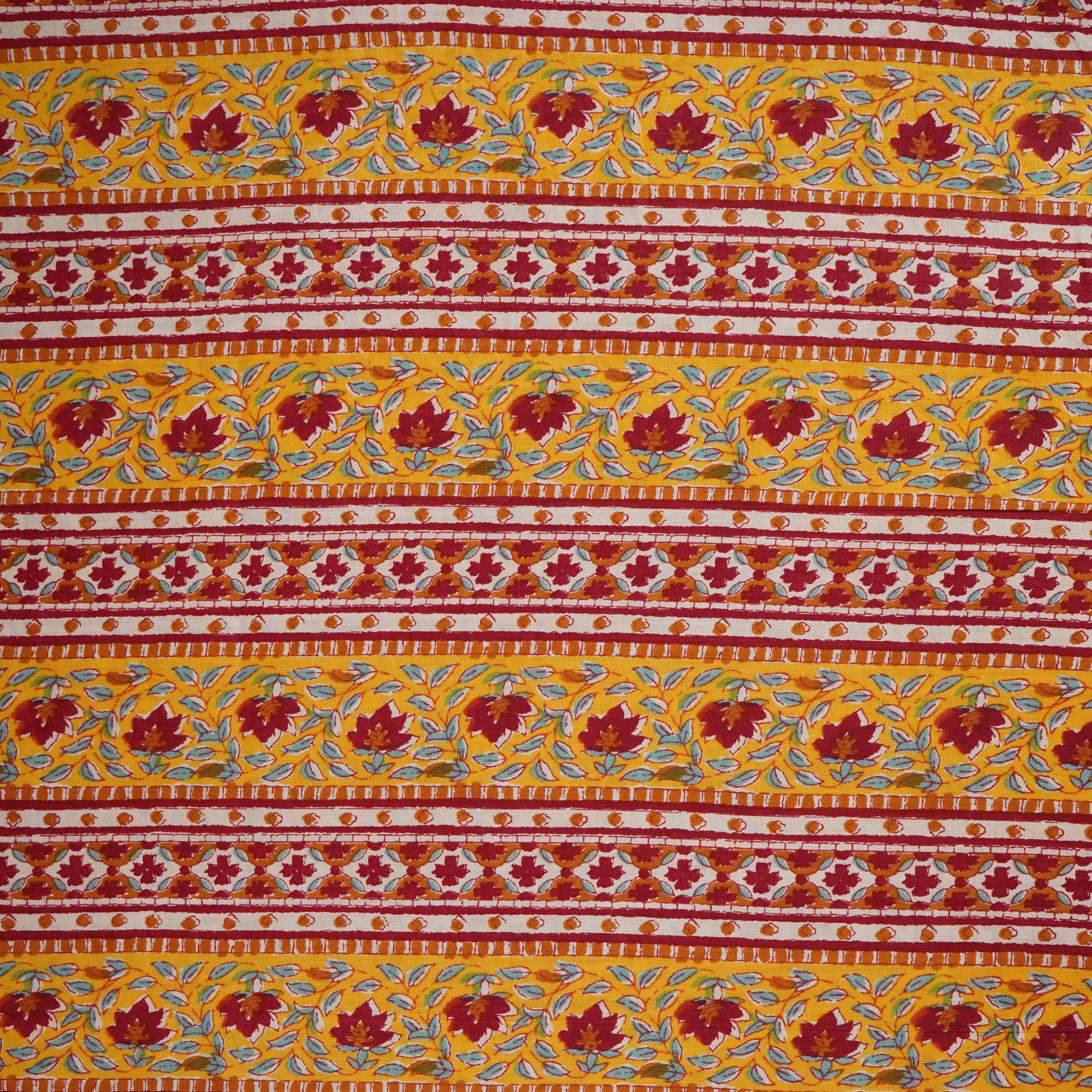 Yellow with Maroon Ajrakh Print Cotton Fabric PB-29726 - TradeUNO