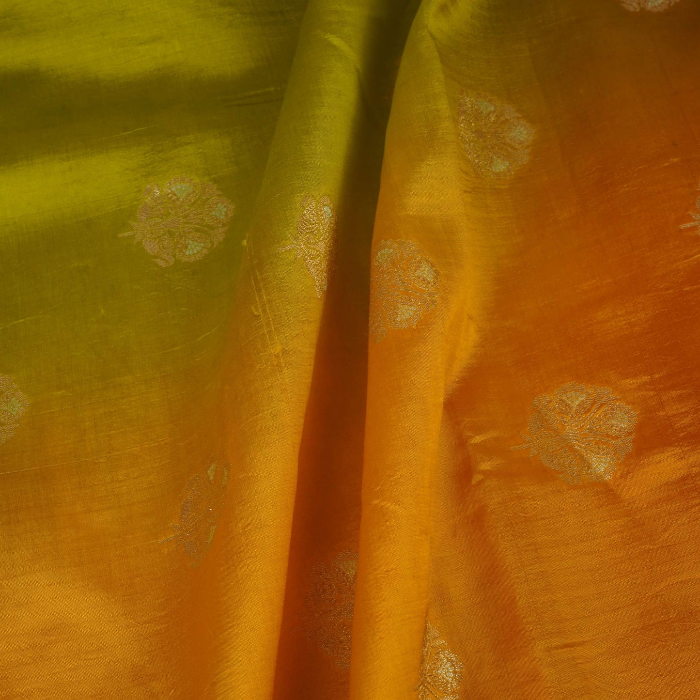 Lime Green 4D Boota Dupion Silk Fabric YHF-32849
