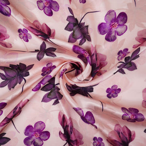 Off White floral print Silk Satin Fabric NVC-31568 - TradeUNO