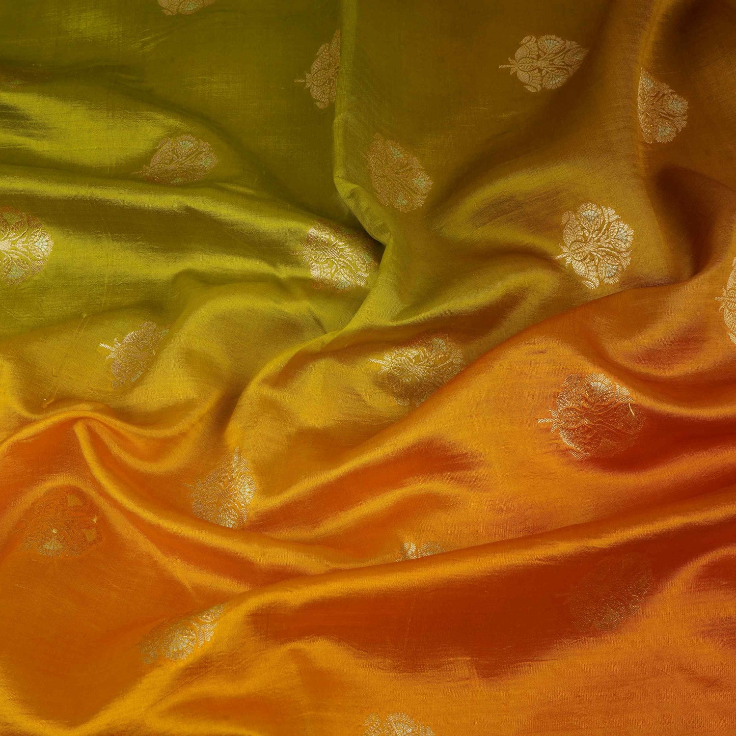 Lime Green 4D Boota Dupion Silk Fabric YHF-32849