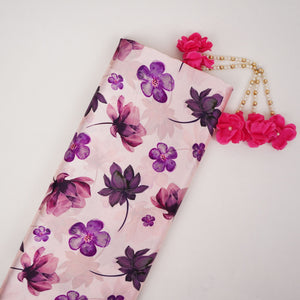 Off White floral print Silk Satin Fabric NVC-31568 - TradeUNO