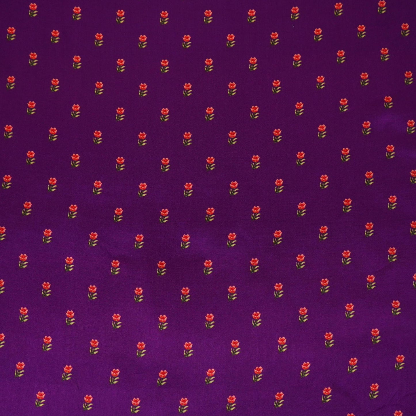 Purple small buti floral print Silk Satin Fabric NVC-31560
