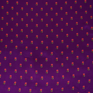 Purple small buti floral print Silk Satin Fabric NVC-31560 - TradeUNO
