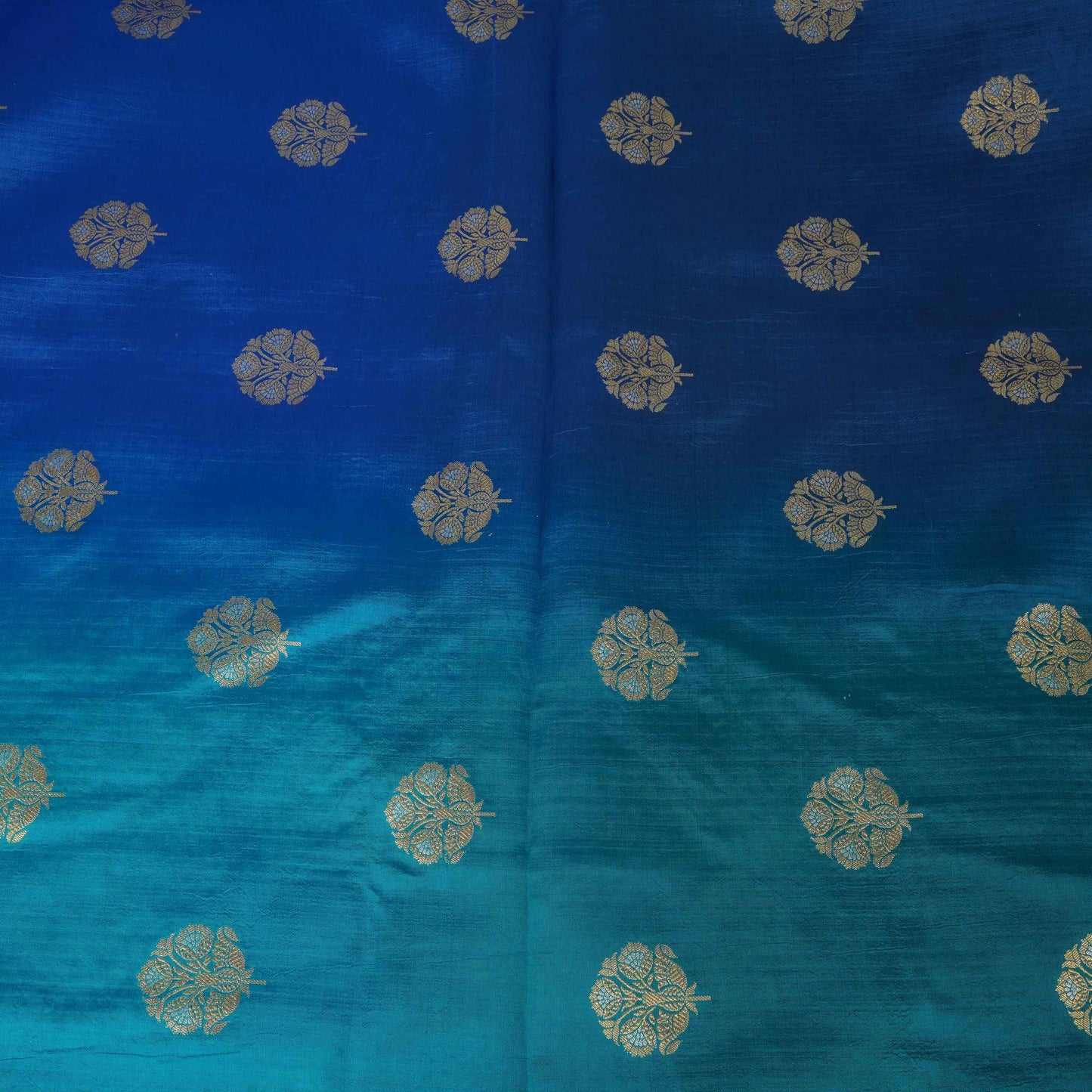 Turquoise Blue 4D Boota Dupion Silk Fabric YHF-32850