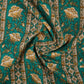Green Floral Stripes Foil Print Cotton Fabric PB-29711