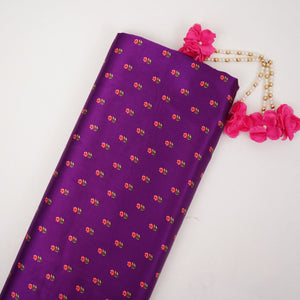 Purple small buti floral print Silk Satin Fabric NVC-31560 - TradeUNO