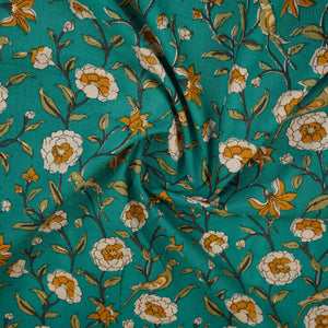 Green Floral Foil Print Cotton Fabric PB-29712 - TradeUNO