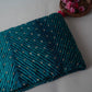 Teal Blue Lehriya Buti Dupion Silk Fabric YHF-32843