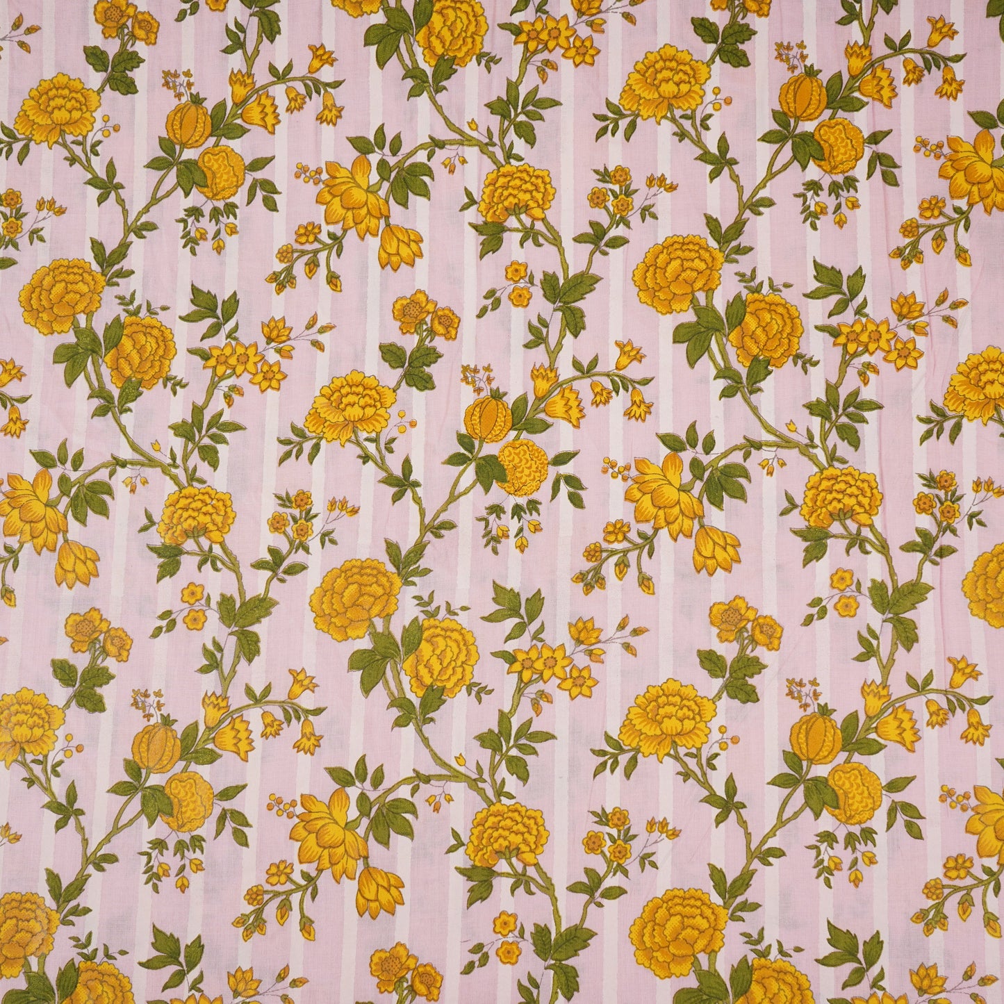 Pink with Yellow Floral Print Cotton Fabric PB-29735