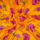 Mustard yellow floral print Silk Satin Fabric NVC-31556