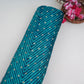 Teal Blue Lehriya Buti Dupion Silk Fabric YHF-32843