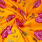 Mustard yellow floral print Silk Satin Fabric NVC-31556