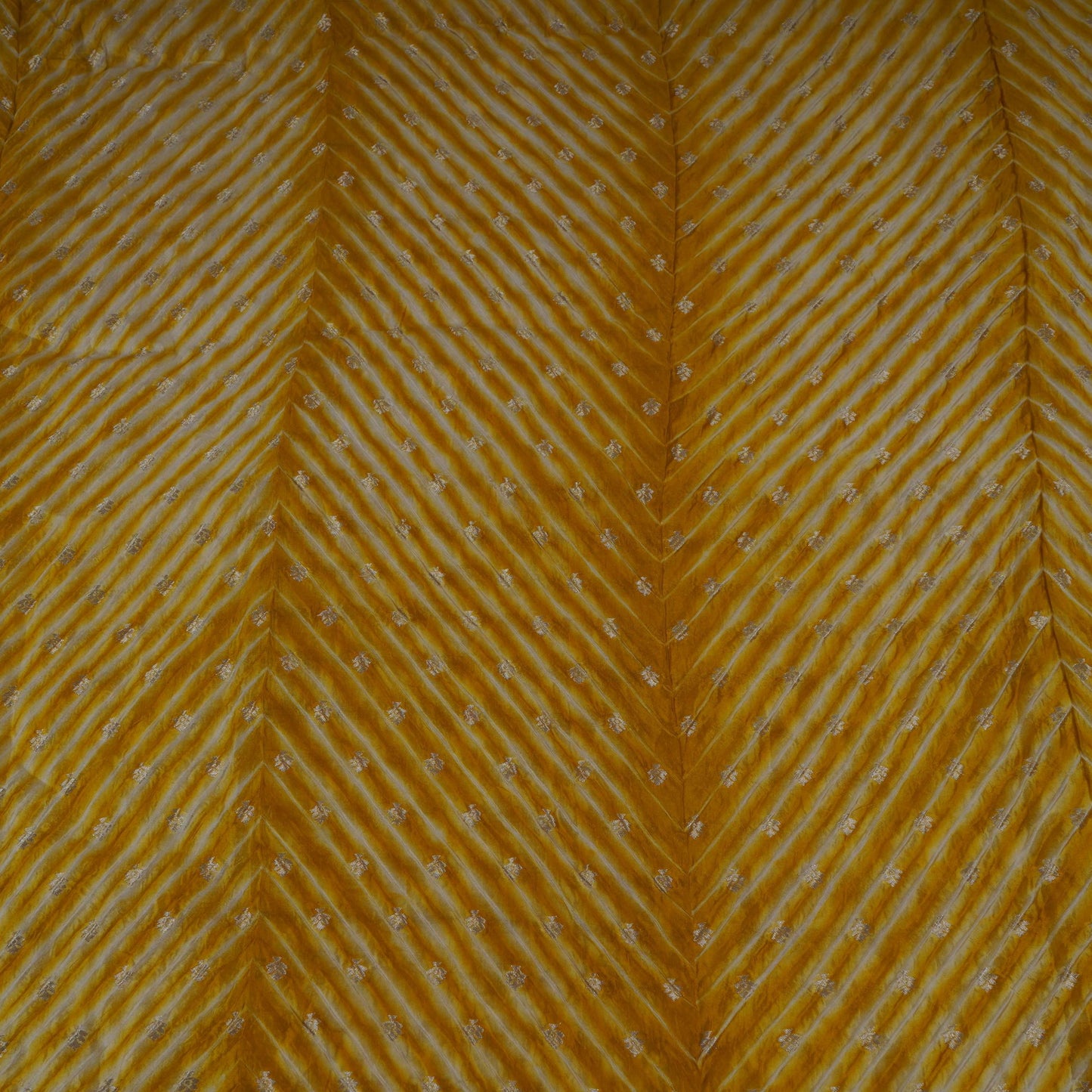 Mustard Yellow Lehriya Buti Dupion Silk Fabric YHF-32838