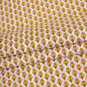 Light Pink with Yellow small Floral Print Cotton Fabric PB-29736 - TradeUNO
