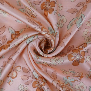 Beige floral print Silk Satin Fabric NVC-31569 - TradeUNO