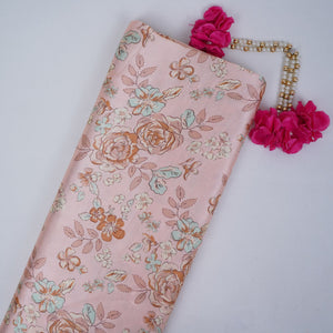 Beige floral print Silk Satin Fabric NVC-31569 - TradeUNO