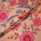 Beige Mughal floral print Silk Satin Fabric NVC-31571