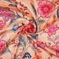 Beige Mughal floral print Silk Satin Fabric NVC-31571
