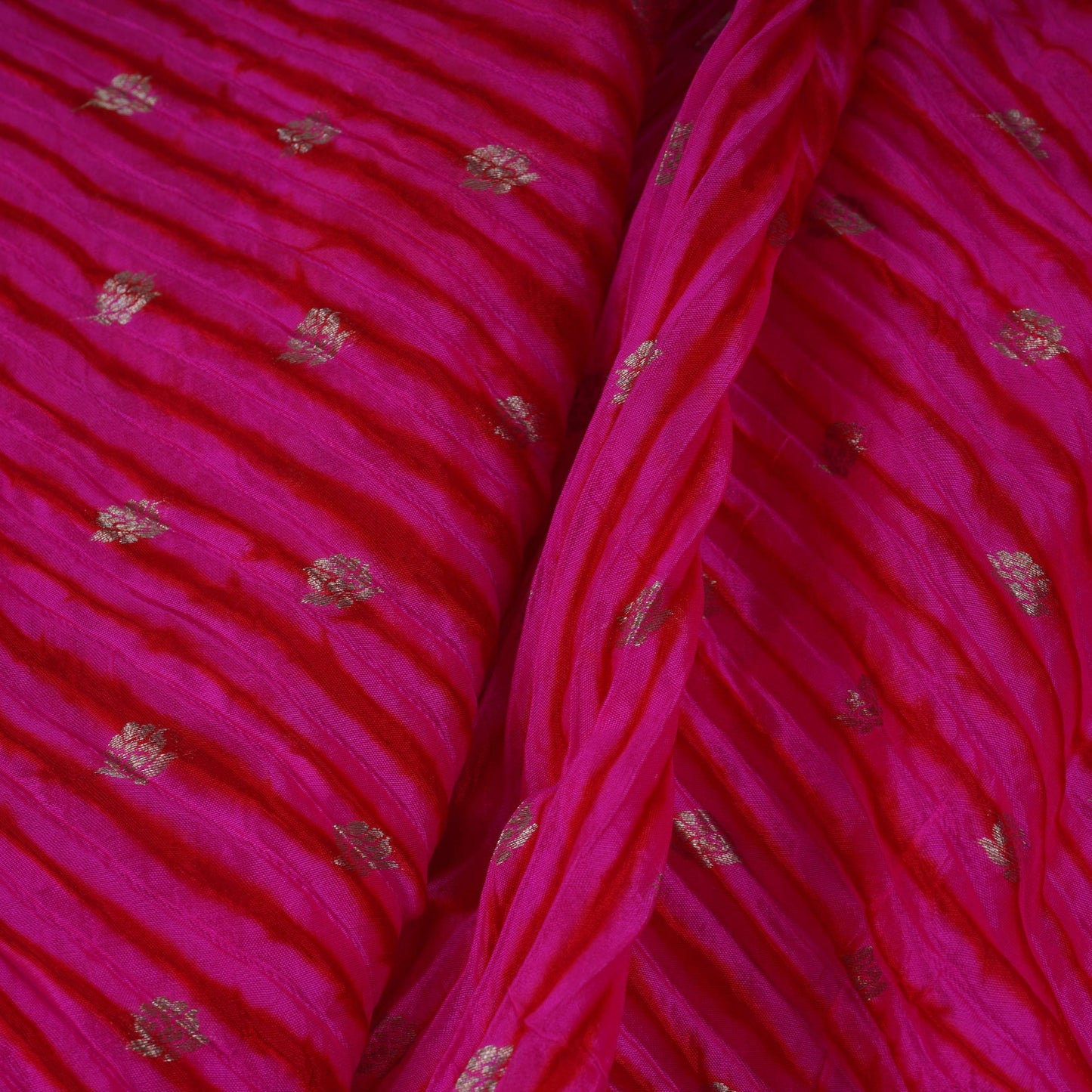 Magenta Lehriya Buti Dupion Silk Fabric YHF-32839