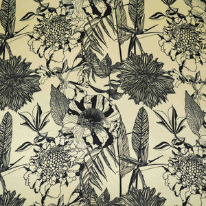 Cream floral print Silk Satin Fabric NVC-31567 - TradeUNO