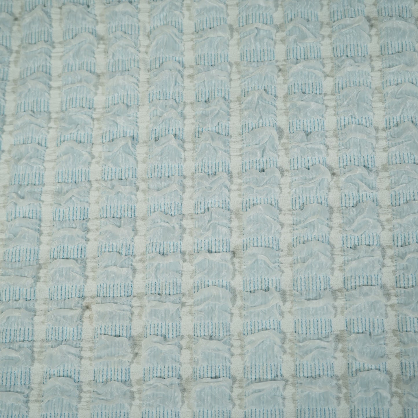 Light Blue Embossed Imported Knitted Lycra Fabric