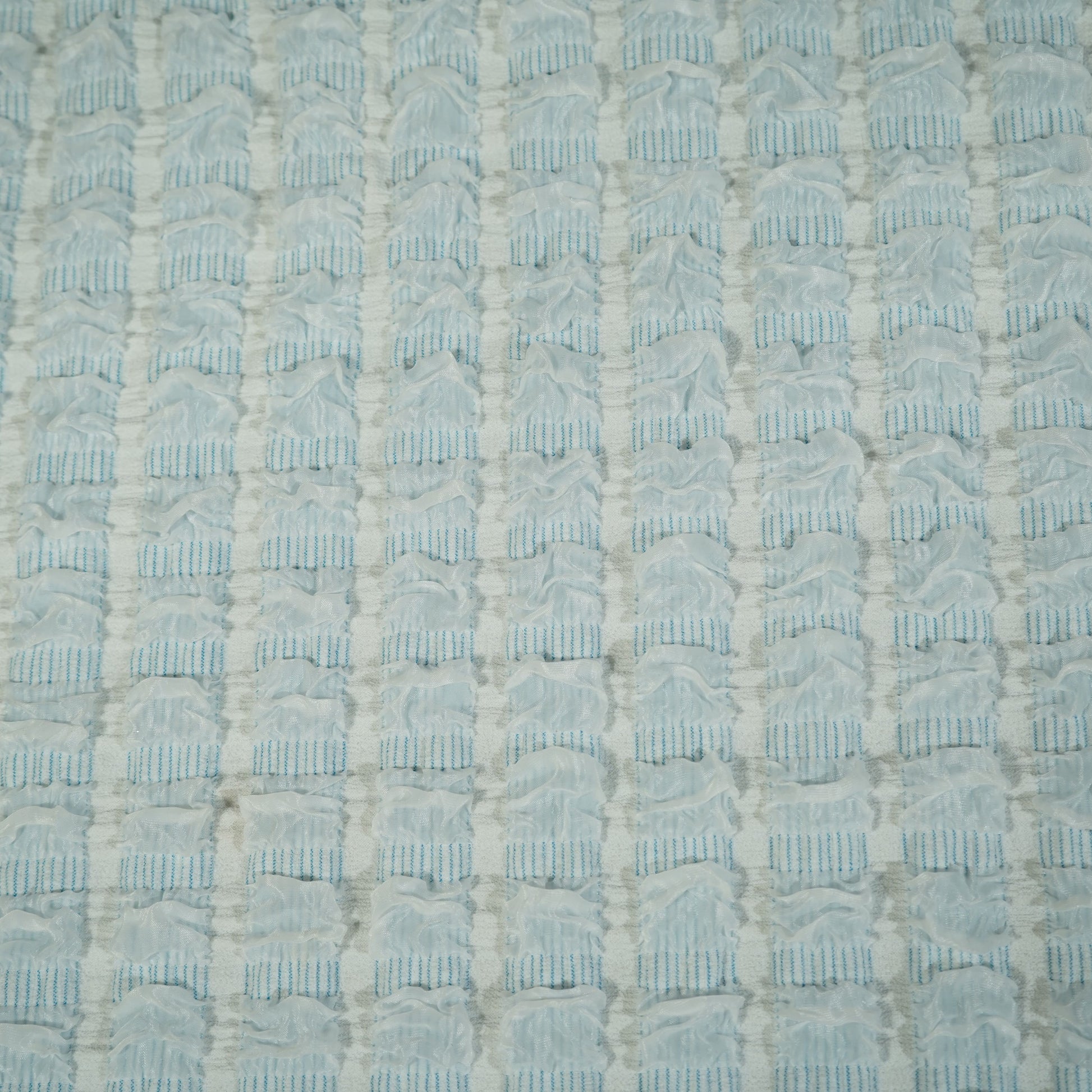 Light Blue Embossed Imported Knitted Lycra Fabric
