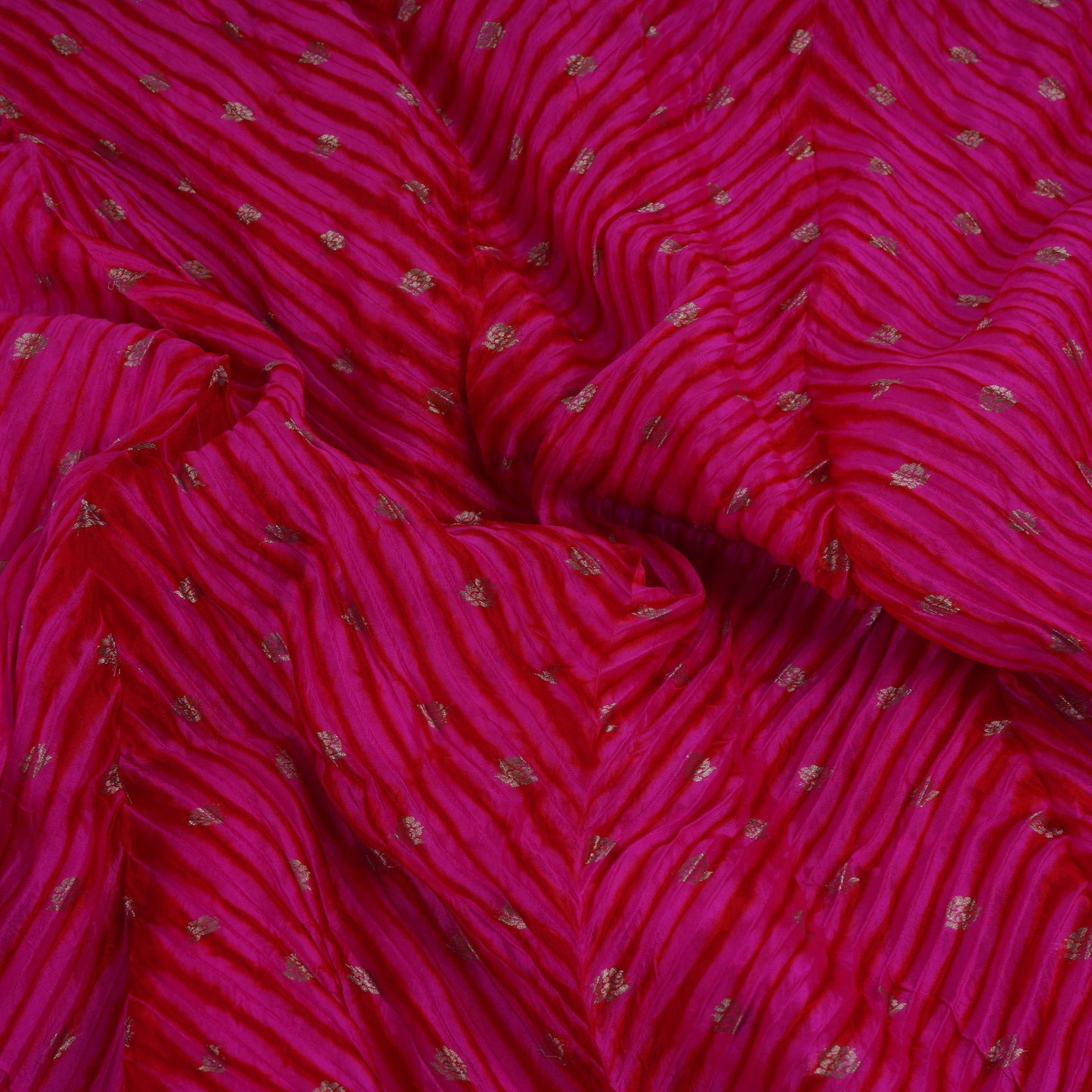 Magenta Lehriya Buti Dupion Silk Fabric YHF-32839