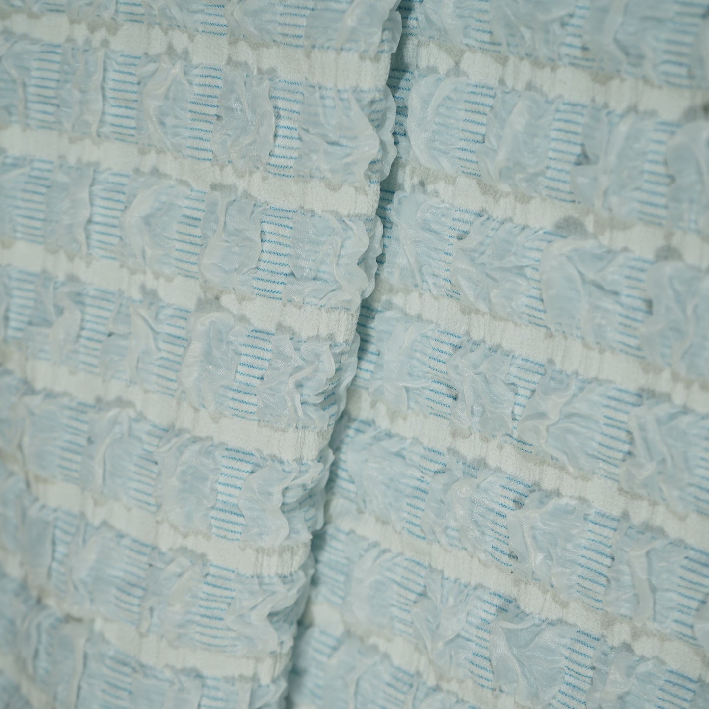 Light Blue Embossed Imported Knitted Lycra Fabric