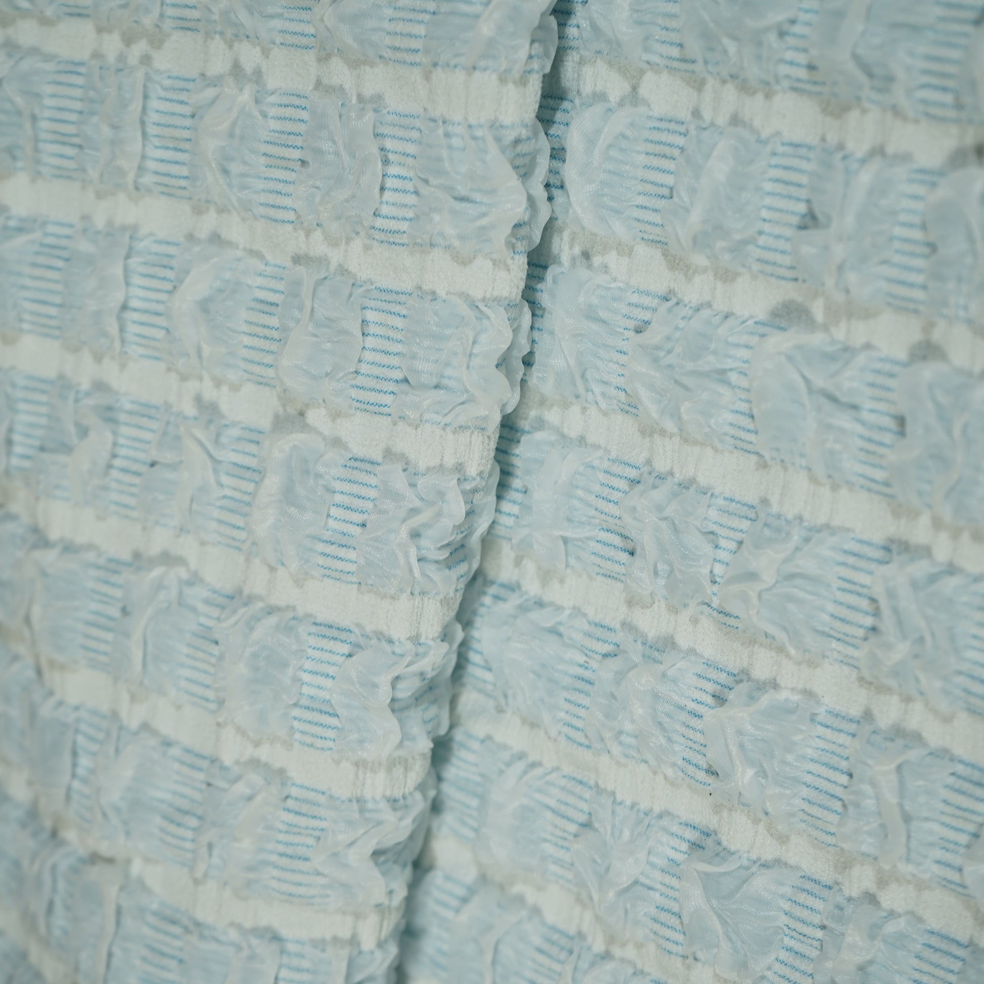 Light Blue Embossed Imported Knitted Lycra Fabric