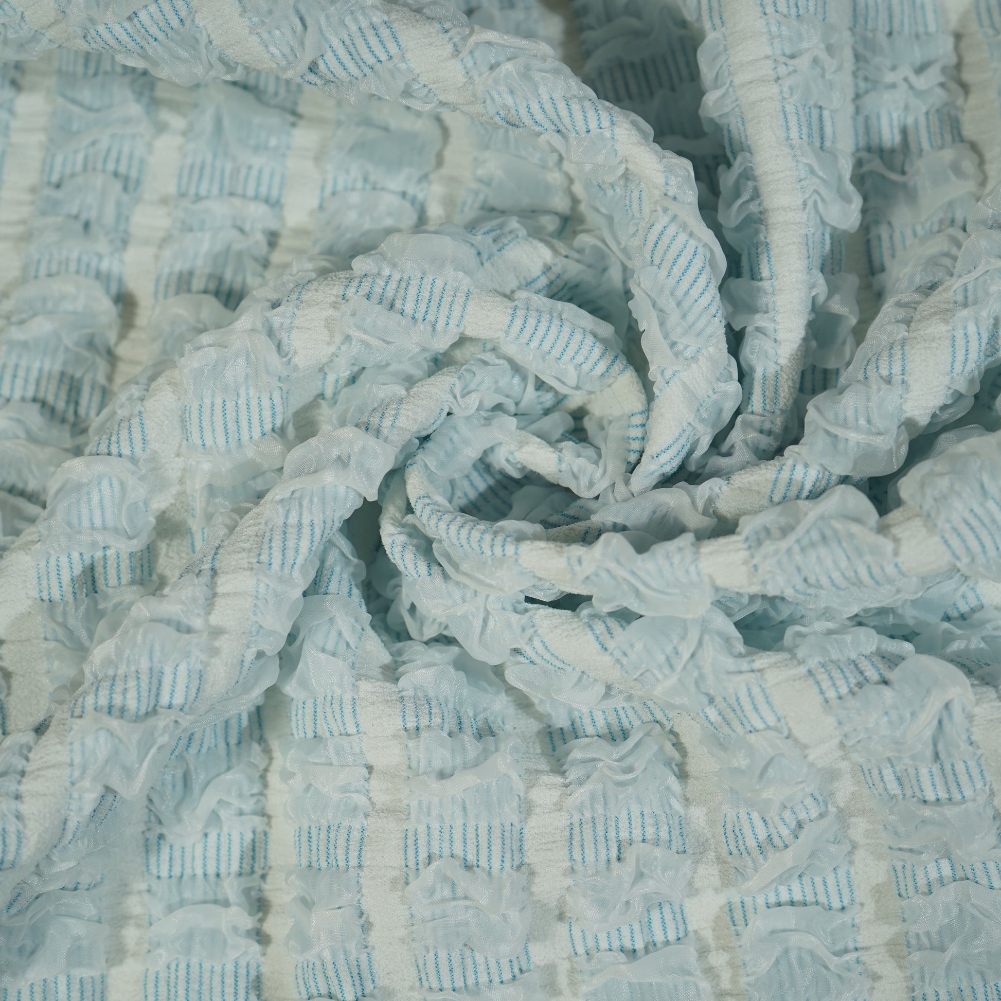 Light Blue Embossed Imported Knitted Lycra Fabric