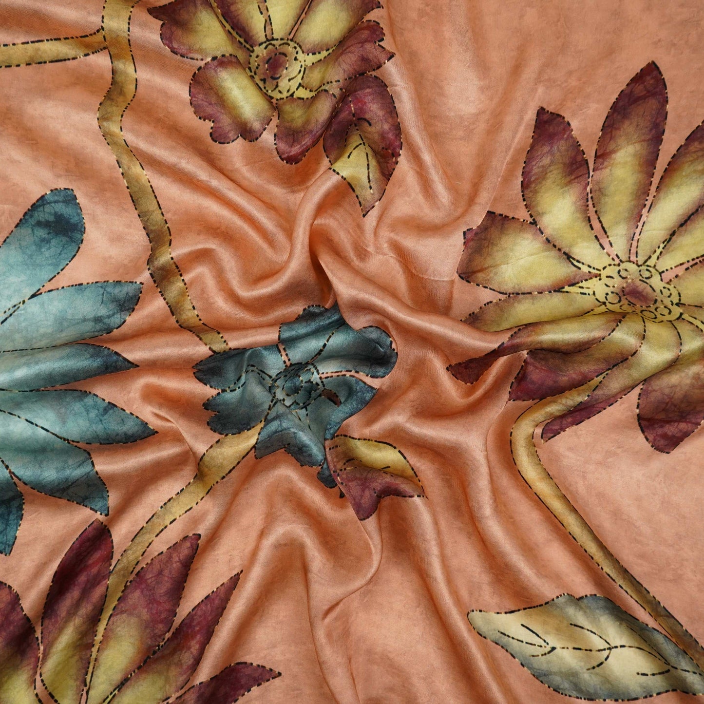 Dusty Mauve floral print Silk Satin Fabric NVC-31570