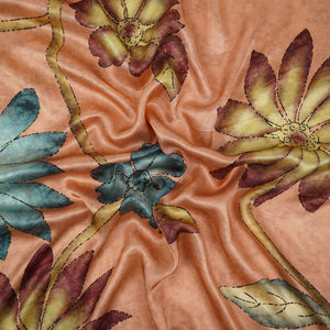 Dusty Mauve floral print Silk Satin Fabric NVC-31570 - TradeUNO