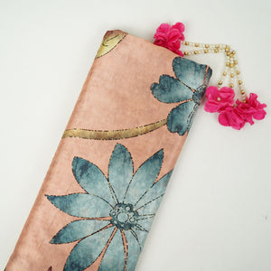 Dusty Mauve floral print Silk Satin Fabric NVC-31570 - TradeUNO
