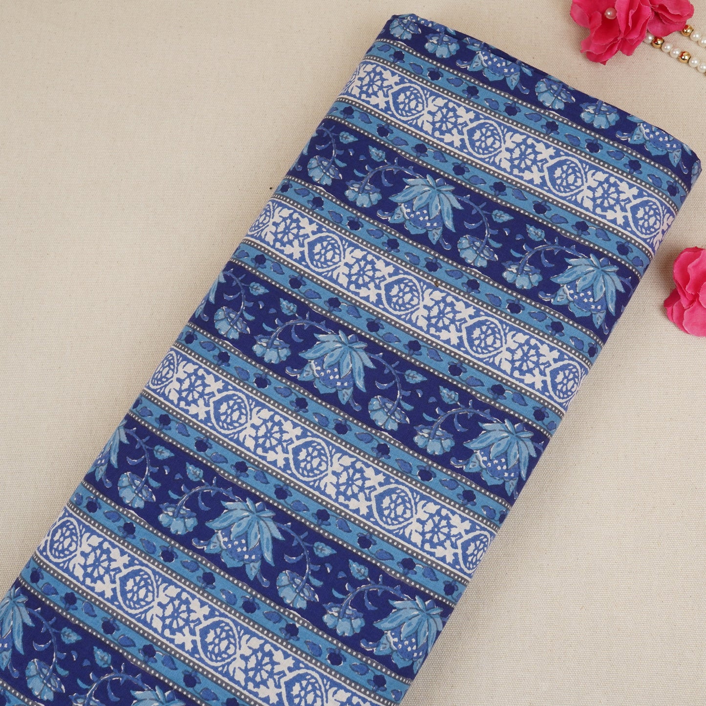 Blue & White Handblock Print Cotton Fabric PB-29730