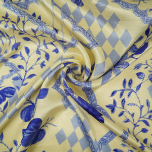 Off White floral print Silk Satin Fabric NVC-31577 - TradeUNO